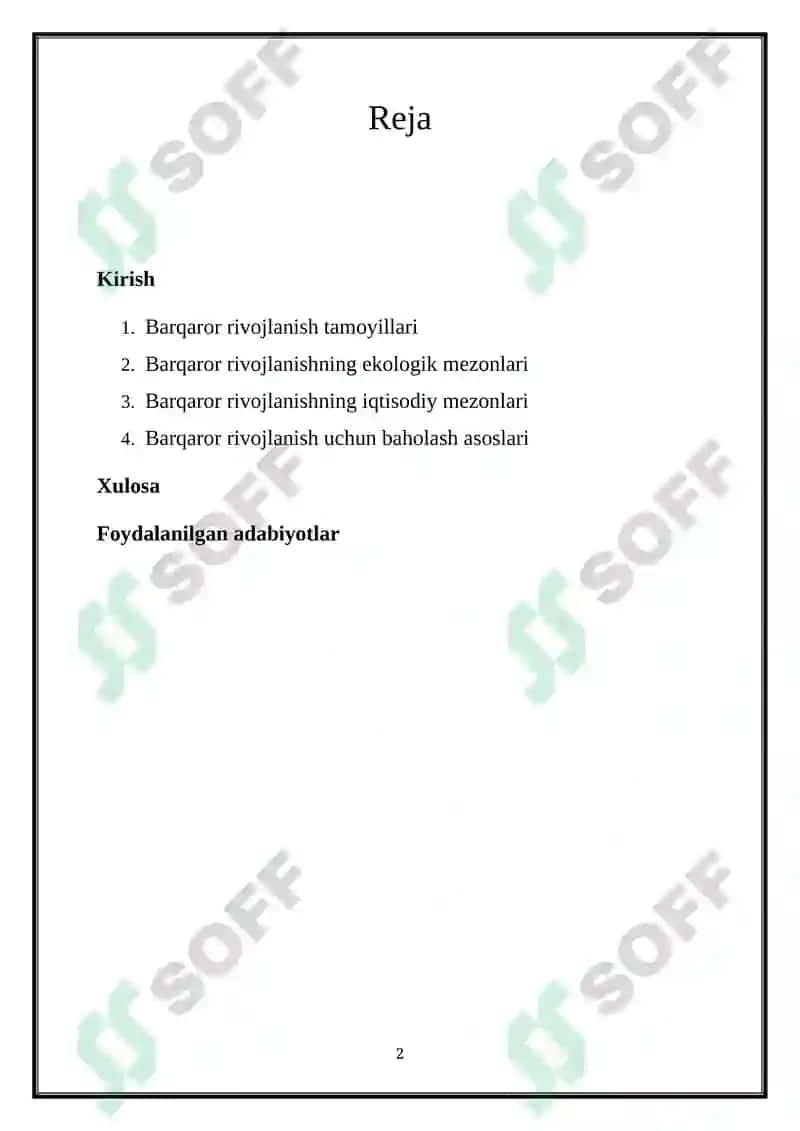 Barqaror rivojlanish mavzulari 2