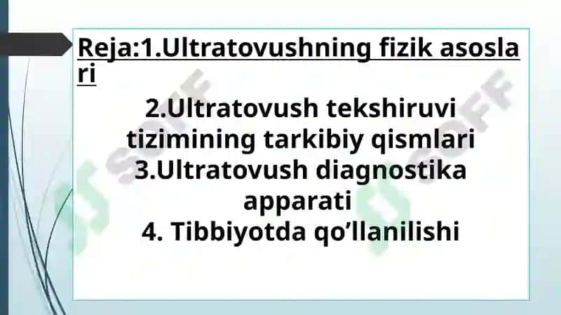 Ultratovush to`lqinlar.Ultratovush tekshiruvini o’tkazish prinsplari 2