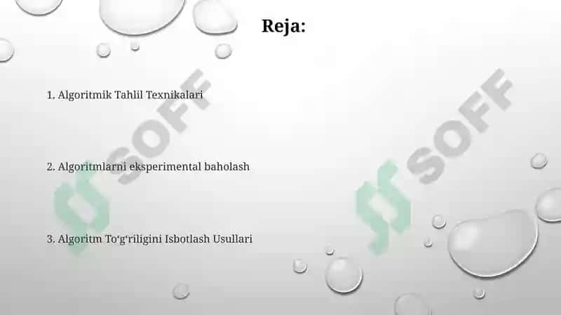 Algoritimlar va ularning xossalarini o'rganish usullari 2