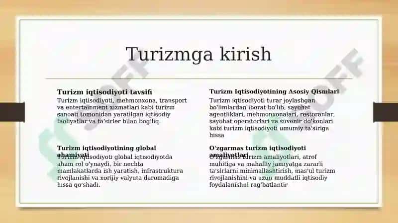 Turizm iqtisodiyoti 2