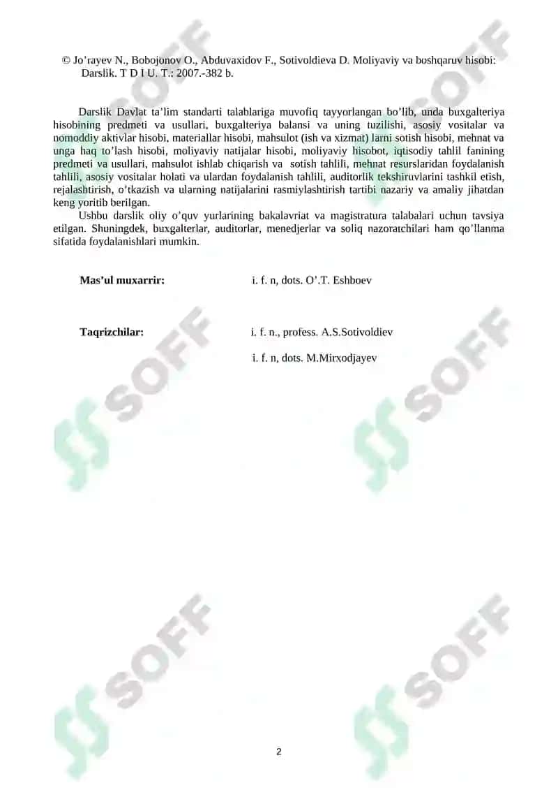 Moliyaviy va boshqaruv hisobi 2