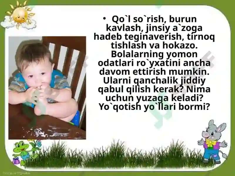 Bolalar orasidagi zararli odatlar 2