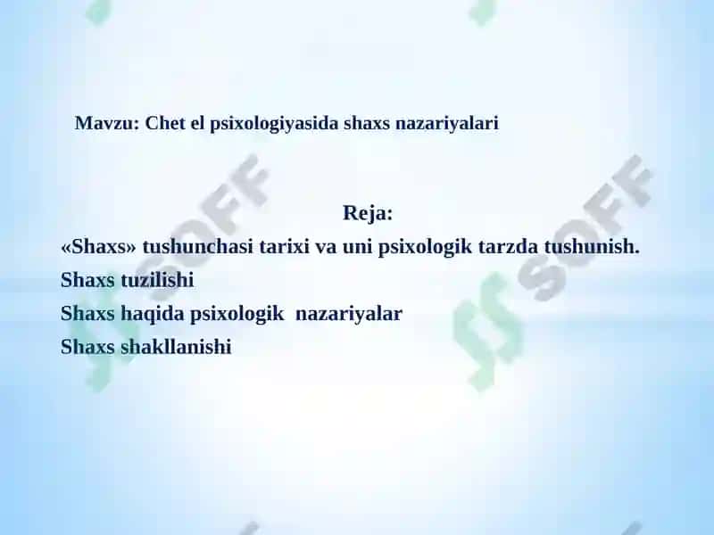 Chet el psixologiyasi 2