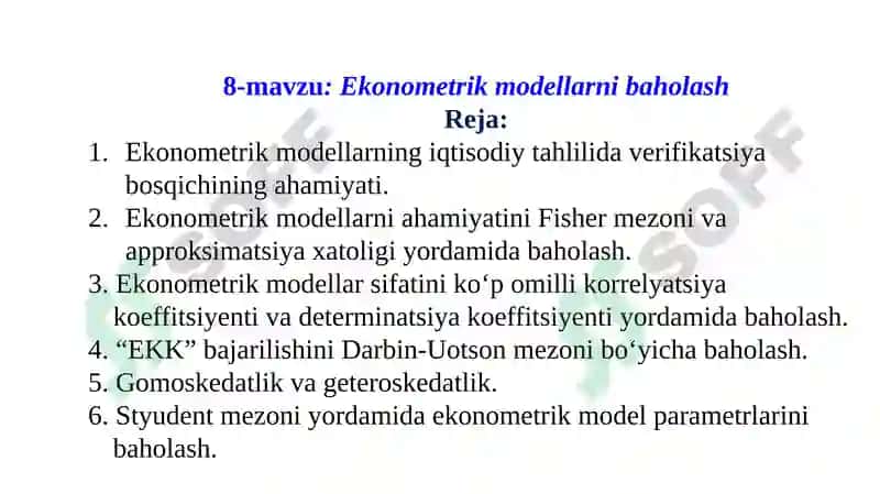 EKONOMETRIKA ASOSLARI 2