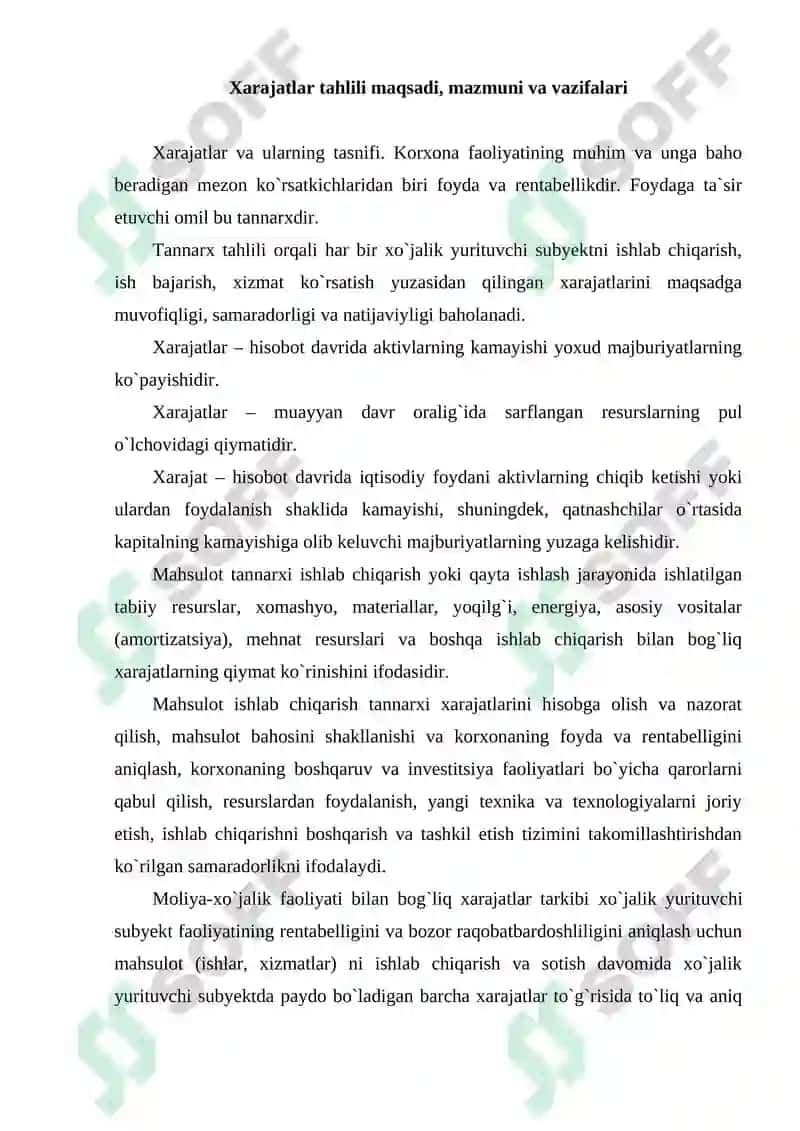 Xarajatlar tahlili 2