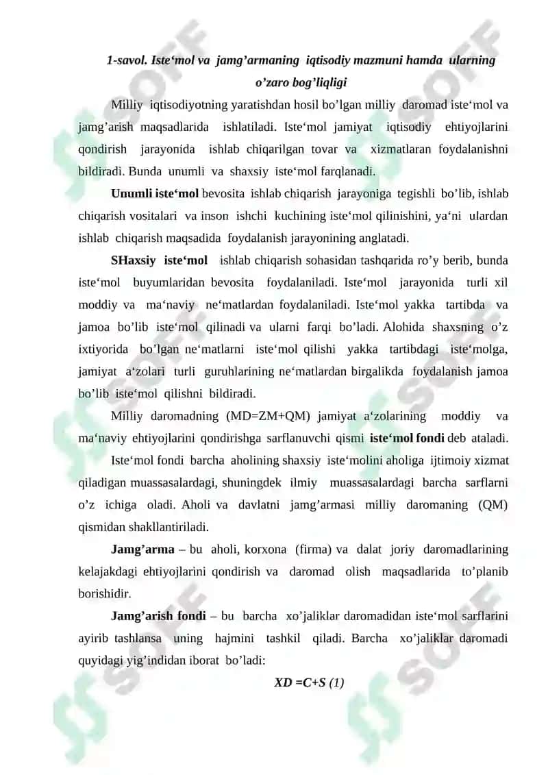 Iste‘mol, jamg’arma va investitsiyalar 2