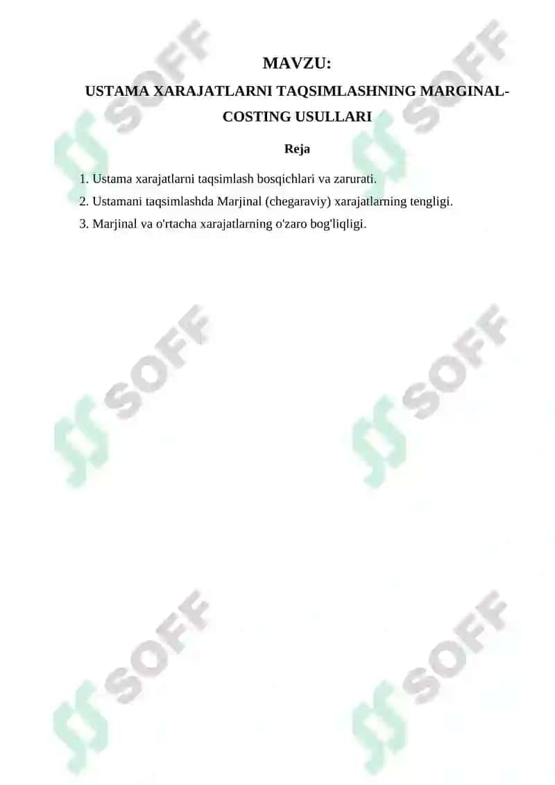 Ustama Xarajatlarni Taqsimlashning Marginal-Costing Usullari 2