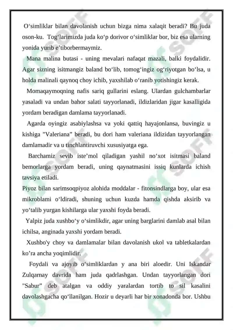 O‘ZBEKISTON SHIFOBAXSH O‘SIMLIKLARI 2