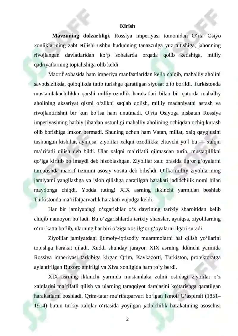 “Jadidchilik harakatining vujudga kelishidagi tarixiy shart-sharoitlar” 2