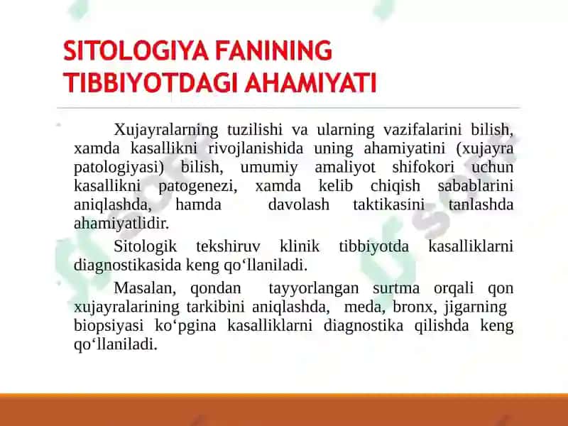 Sitologiya fanidan ma'ruza 2