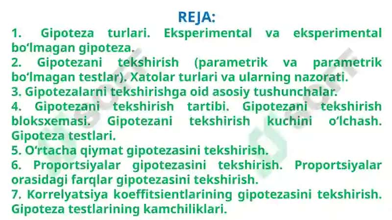 Gipotezalar va ularni tekshirish 2