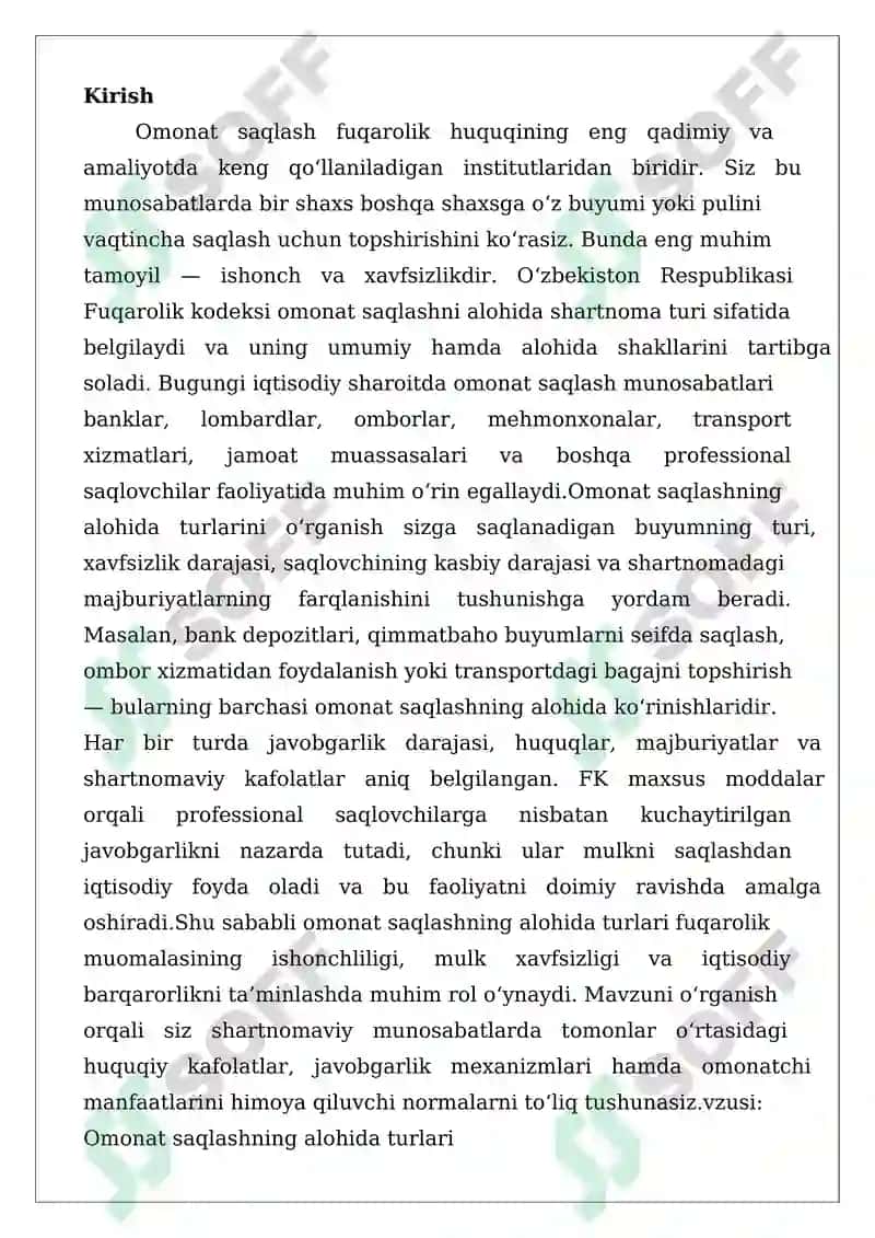 Omonat saqlashning alohida turlari 2