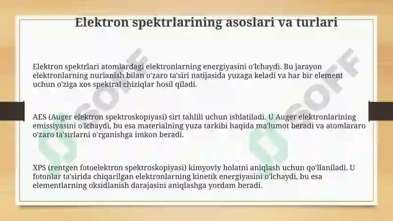 Elektron spektrlarining asoslari va turlari 2