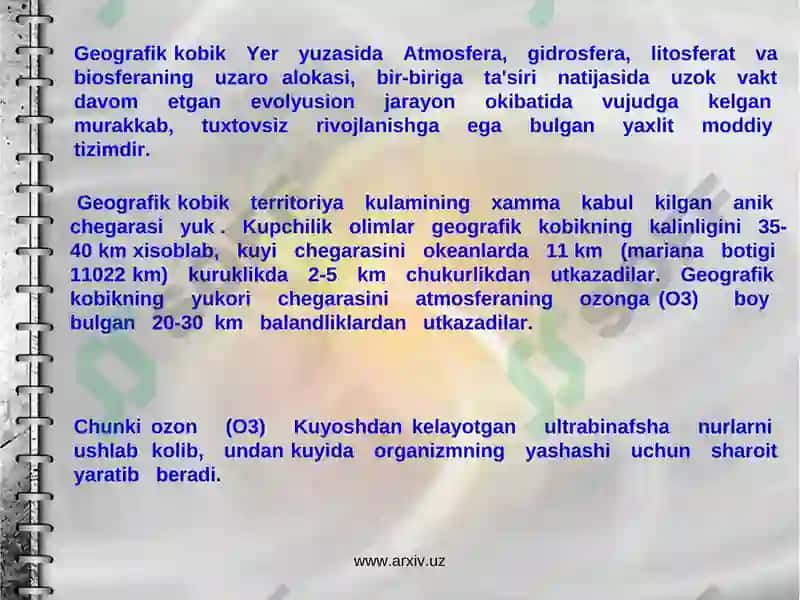 Geografik qobiqning tarkibiy qismlari 2