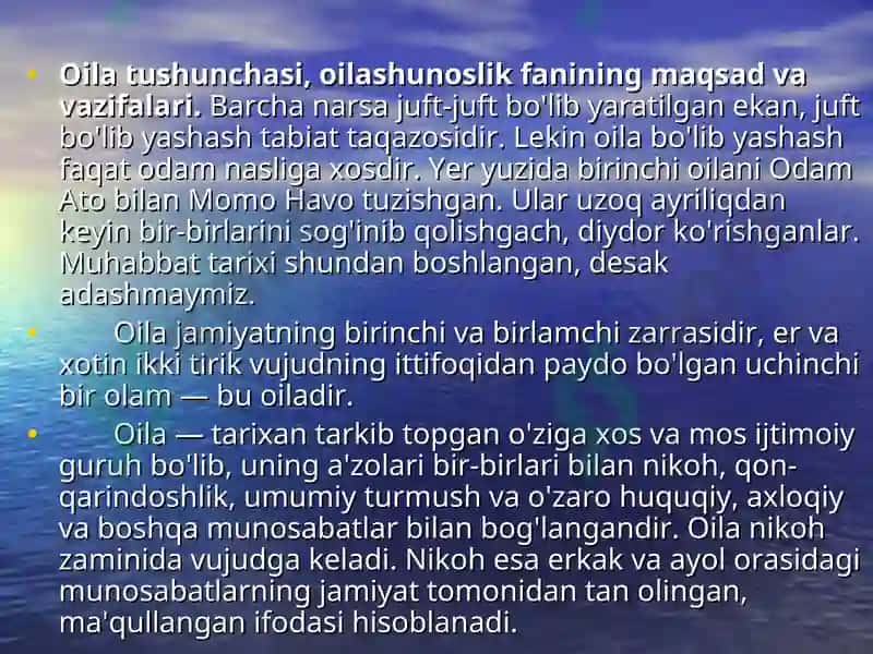 Oilashunoslik 2