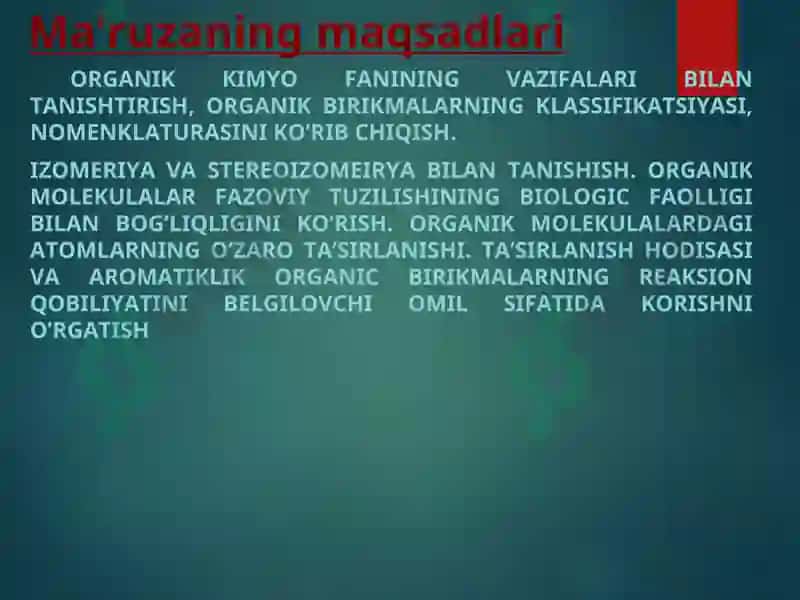 Organik kimyo asoslari 2