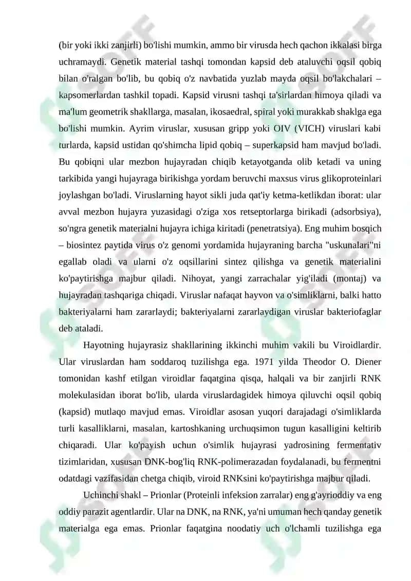 Hayotning hujayrasiz shakllari 2