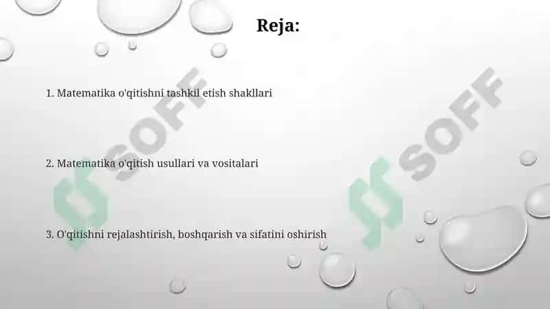 Matematika o'qitishni tashkil etish 2