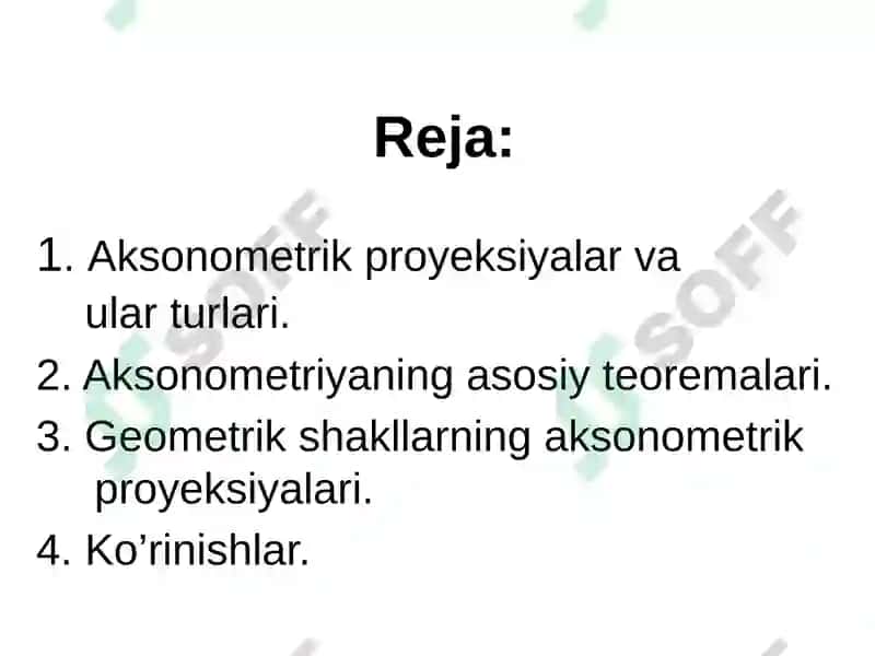 Aksonometrik proektsiyalar va ular turlari 2