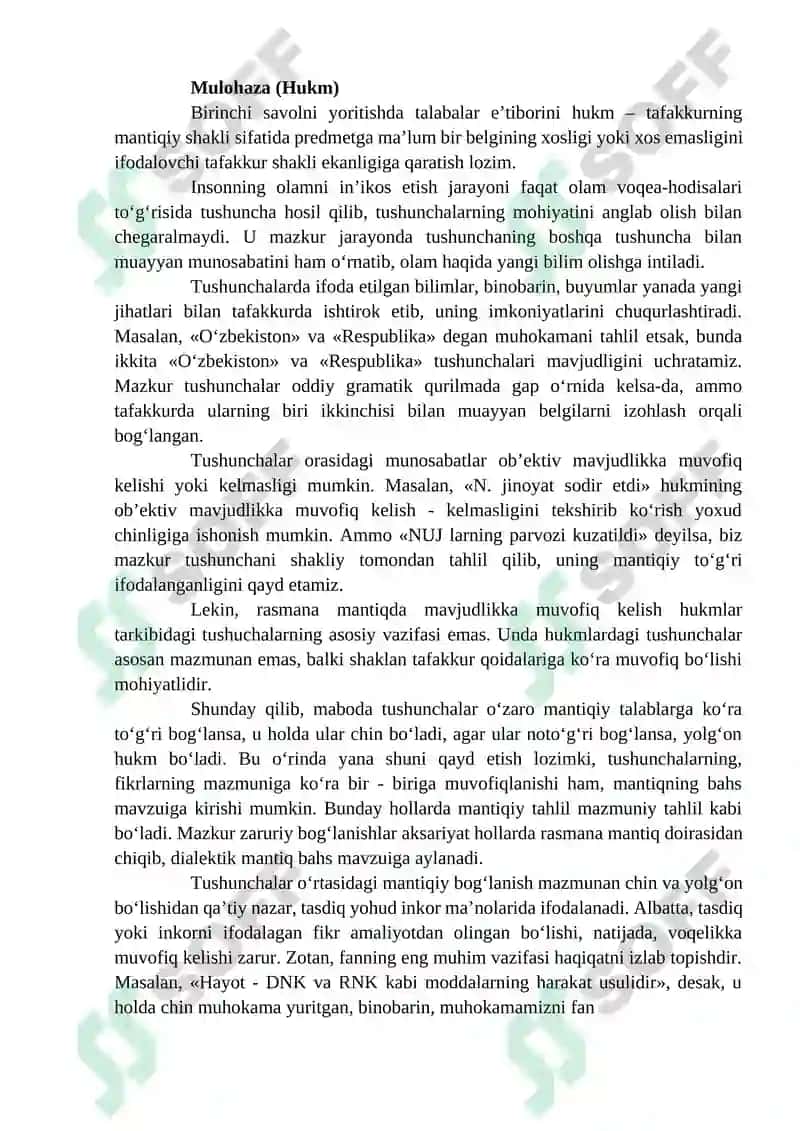 Mulohaza va uning turlari. 2