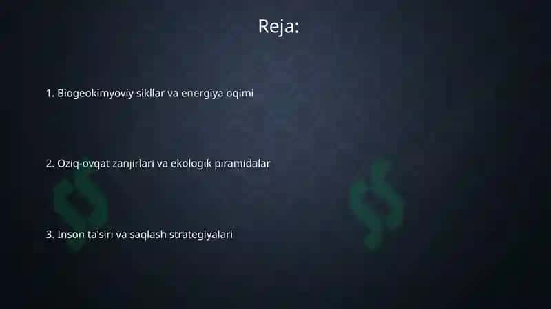 Biosferada modda va energiya aylanishi 2