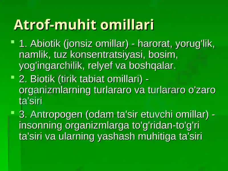 Atrof-muhit omillari 2