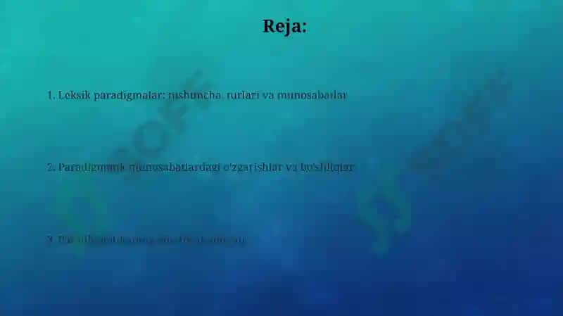 Leksemalar paradigmatikasi 2
