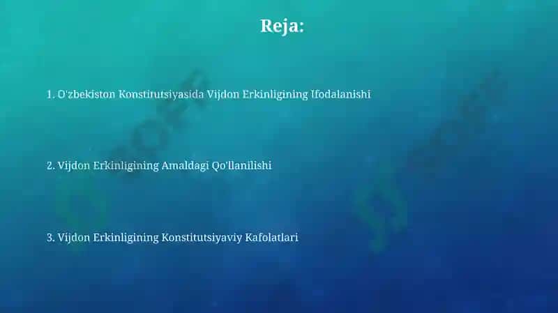 Vijdon erkinligi Oʻzbekiston konstitutsiyasida 2