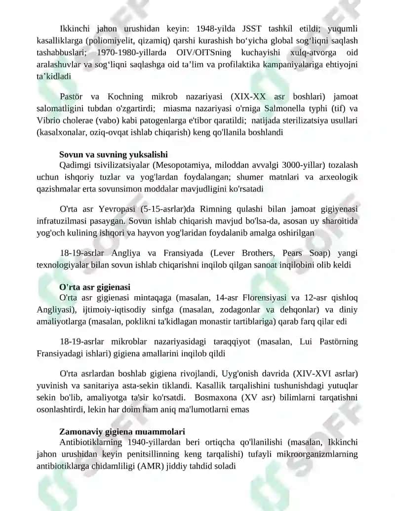 Gigiyenaning rivojlanish tarixi 2