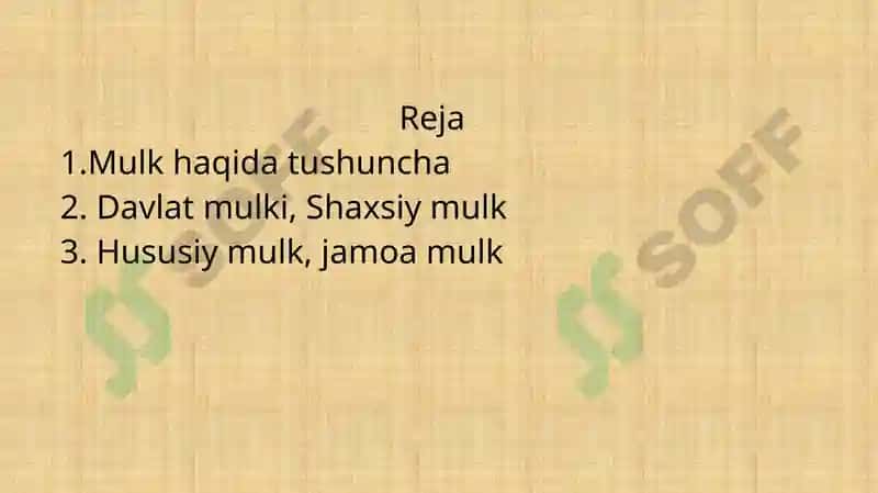 Mulkchilik shakllarining tasniflanishi 2
