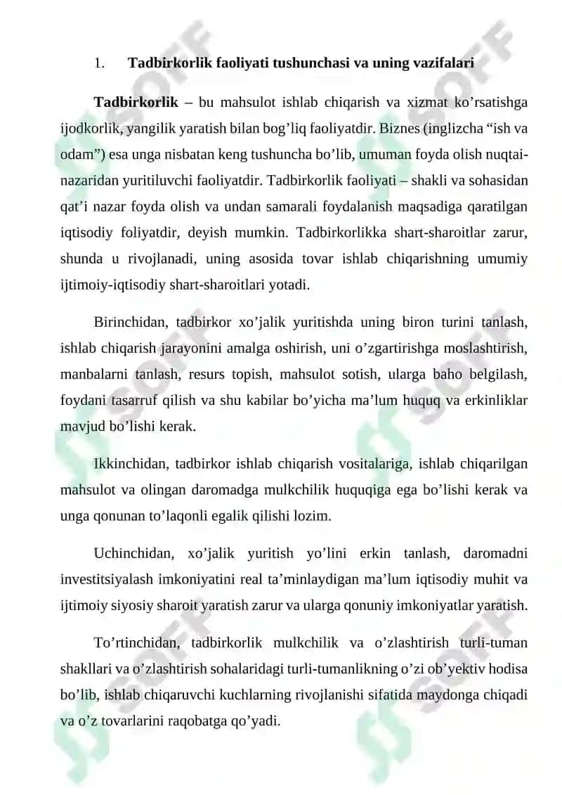 Tadbirkorlik faoliyati va uning shakillari 2