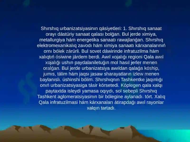 Shırshıq urbanizatsiyasi 2