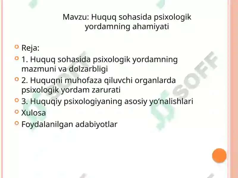 Huquq sohasida psixologik yordamning ahamiyati 2