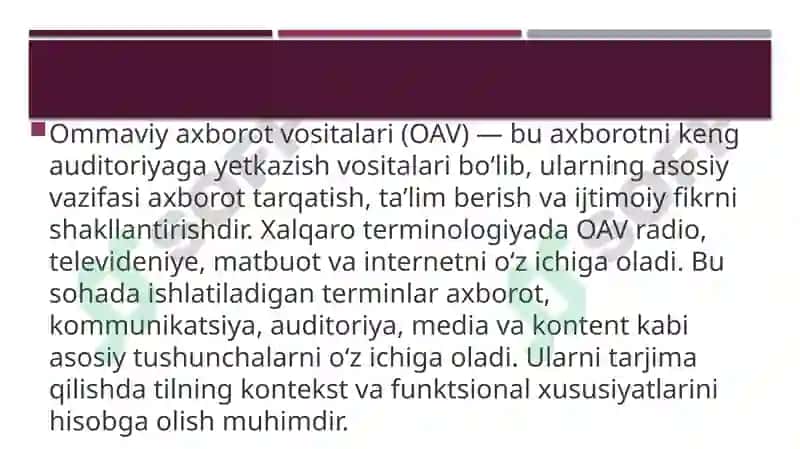 Ommaviy axborot terminlarining tarjimasi 2