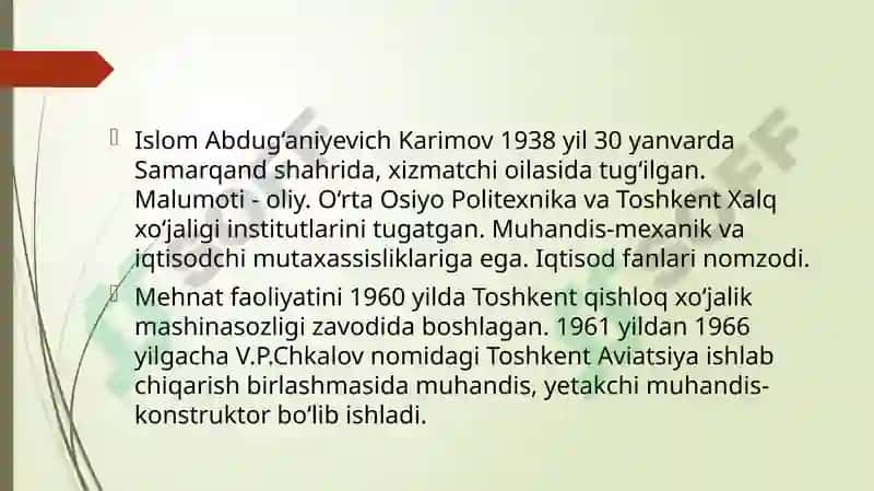 Islom Karimovning hayoti 2