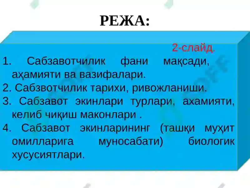 Сабзавотчилик фани 2