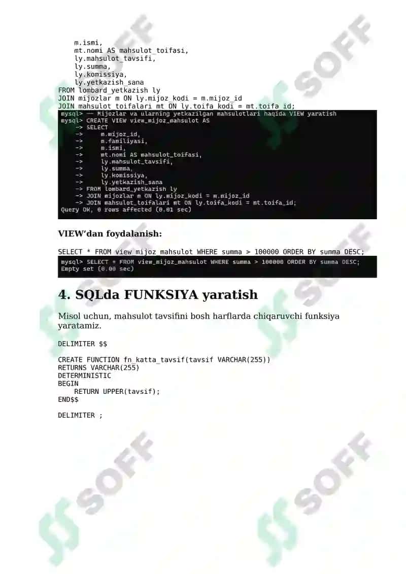 SQLda FUNKSIYA yaratish 2