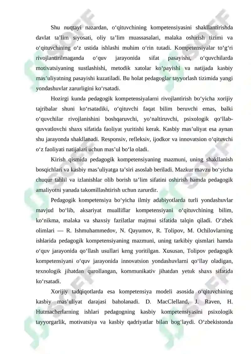 Pedagogik kompetensiyalarni rivojlantirish orqali kasbiy mas’uliyatni shakllantirish muammolari 2