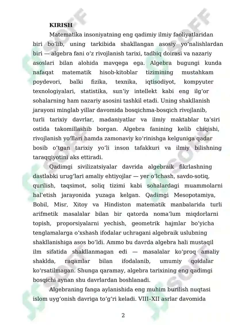 ALGEBRA FANINING VUJUDGA KELISHI VA RIVOJLANISHI 2