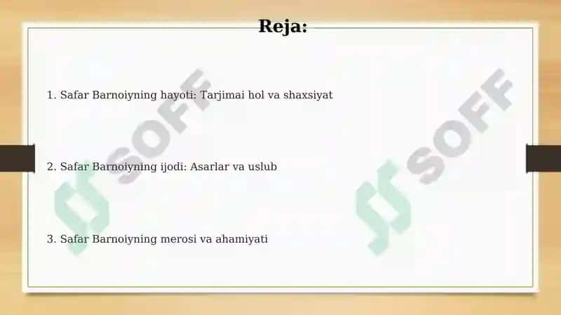 Safar Barnoiy hayoti va ijodi 2