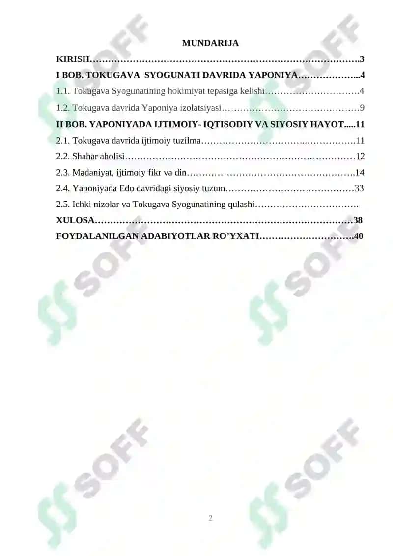 Tokugava Syogunati davri Yaponiya 2