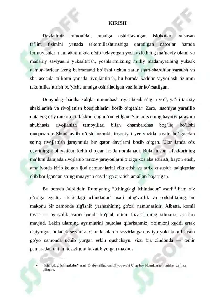 Jaloliddin Rumiyning “Ichingdagi ichingdadur” asari tahlili 2