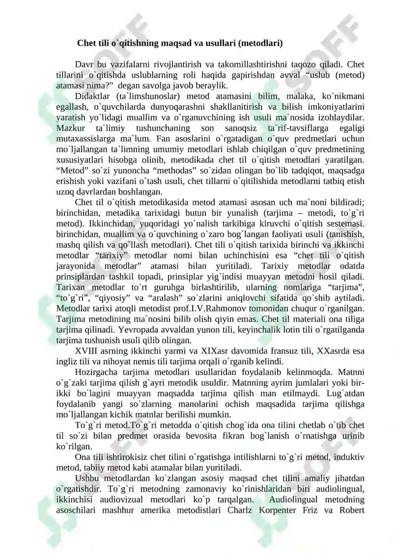 CHET TILI O’QITISHNING QIYOSIY METODIKASI 2
