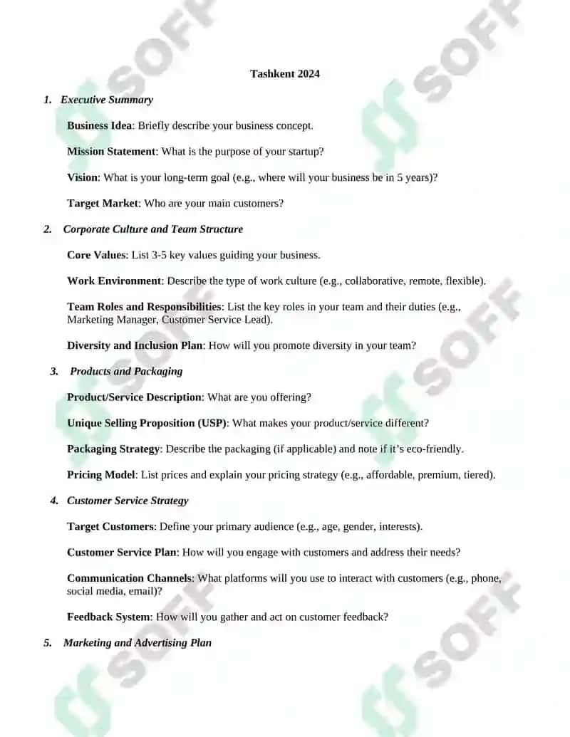 Business Startup Project Template 2