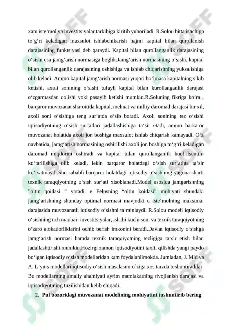 R.Solouning neoklassik modeli asoslari 2