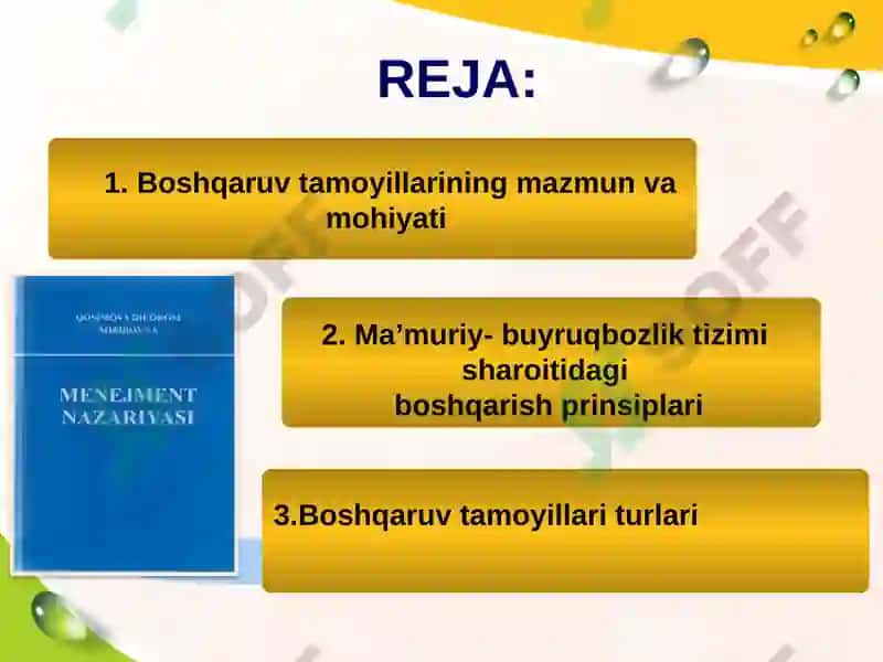 MENEJMENT QONUNLARI VA TAMOYILLARI 2
