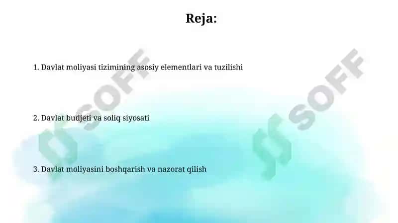 Davlat moliyasi tizimi, uning tarkibi va tuzilishi 2