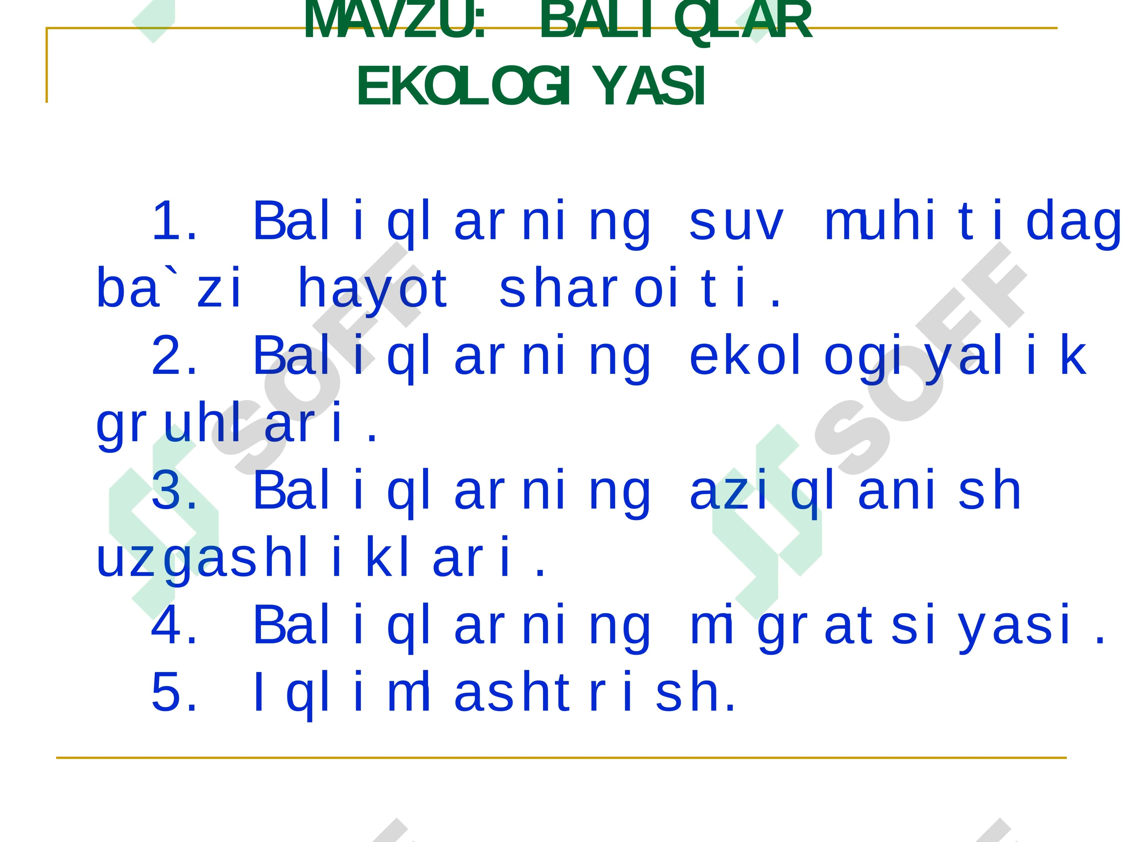 Baliqlar ekologiyasi 2