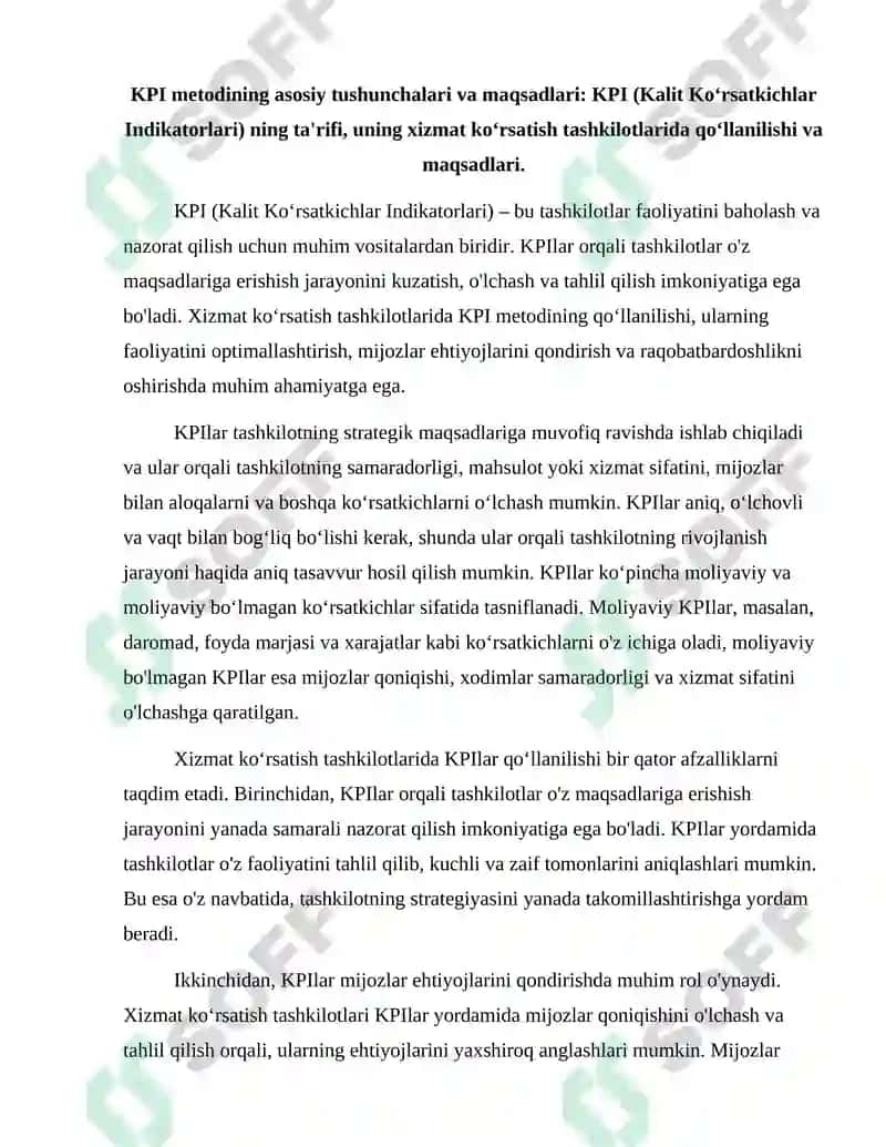 KPI metodining afzalliklari 2