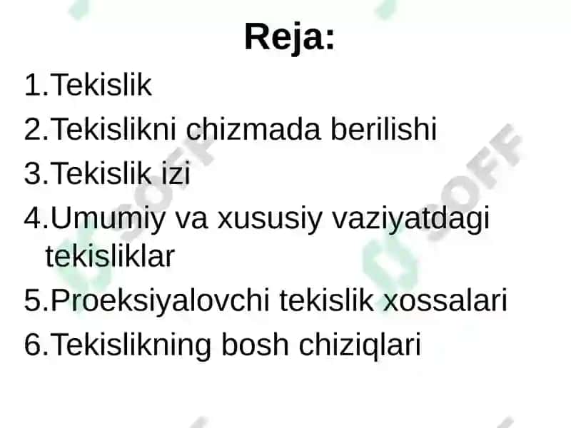 Tekislikning epyurda berilishi 2